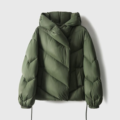 Hooded Small Puffer Jacket Coat - Image 5