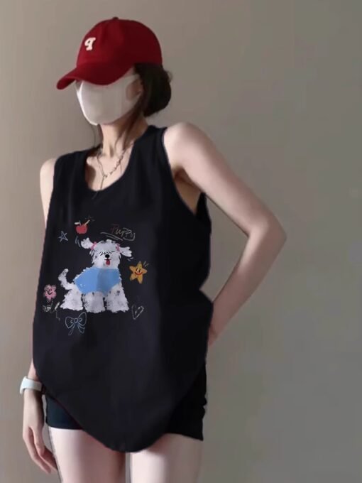 Vapetix M-3XL  (Official Figure 200g Pure Cotton) Summer plus size Loose Mid-length dress chubby girl Vest T-shirt - Image 5
