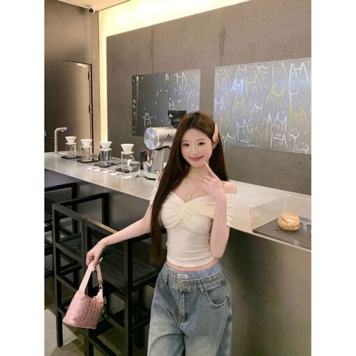 Vapetix S-XL  Modal casual 1*1 260g off-shoulder sexy temperament short sleeve T-shirt women's summer slim slim - Image 4