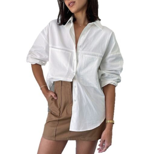 Loose Street Pocket Cardigan Long Sleeve Top - Image 5