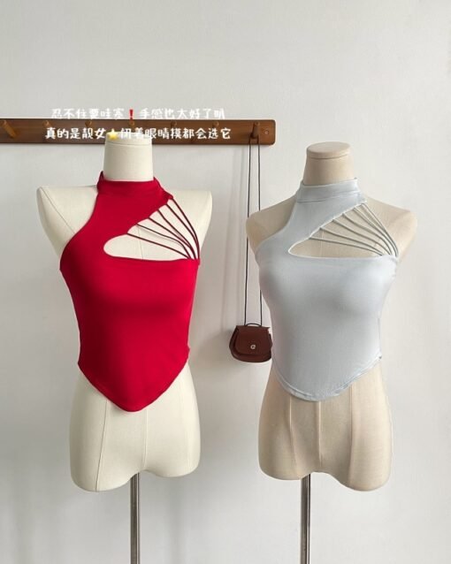 Vapetix One size fits all-One size fits all  Pure Spice Girl Hollow-out Design Summer Slim-fit Irregular Short Sling Top