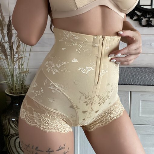 Women's High Waist Lace Zipper Belly Pants - Image 5