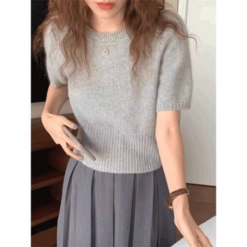 Soft Glutinous Inner Wear Sweater Puff Sleeve Short - Obrázek 2