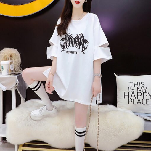 Vapetix M-XL  6535 Pull Rack Summer Short-sleeved T-shirt Women's 2025 Korean-style Western-style Loose Mid-lengt - Image 9