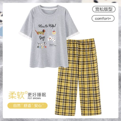 Vapetix M-XXXL  Kaxin Summer New Cartoon Printed Short-sleeved Cropped Pants Two-piece Set 6040 Combed Cotton Loose