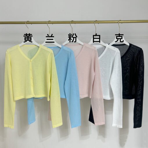 Vapetix One size fits all-One size fits all  Knitwear Women's Sunscreen Cardigan Thin 2025 New Loose Short Shawl Coat Blouse Outerwear Top - 图片 5