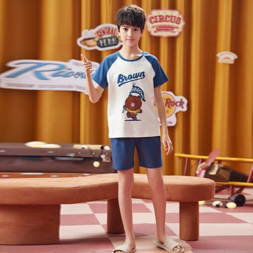 Vapetix 8 yards-16 codes  Cotton Children's Pajamas Summer Short-sleeved Shorts Pullover Cartoon Home Clothes suit - 图片 5