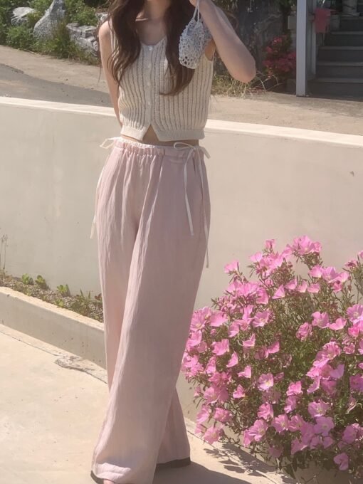 Retro Easy Matching Stitching High Waist Casual Pants - Image 6