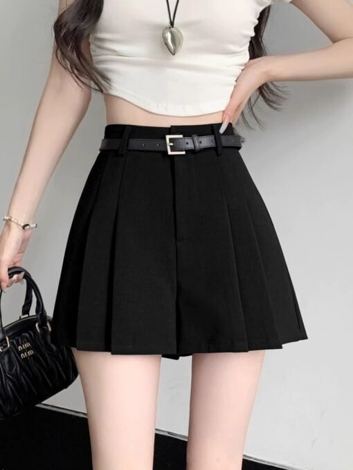 Gray Suit Shorts For Women Pleated Pantskirt - Image 6