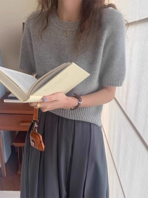 Soft Glutinous Inner Wear Sweater Puff Sleeve Short - Obrázek 3