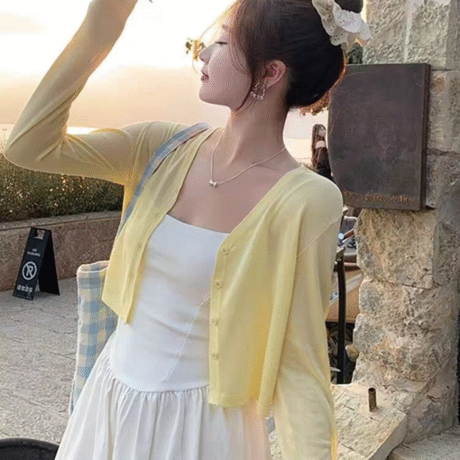 Vapetix One size fits all-One size fits all  Knitwear Women's Sunscreen Cardigan Thin 2025 New Loose Short Shawl Coat Blouse Outerwear Top