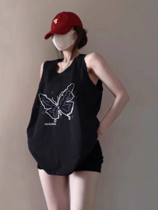 Vapetix M-3XL  (Official Figure 200g Pure Cotton) Summer plus size Loose Mid-length dress chubby girl Vest T-shirt – Bild 2