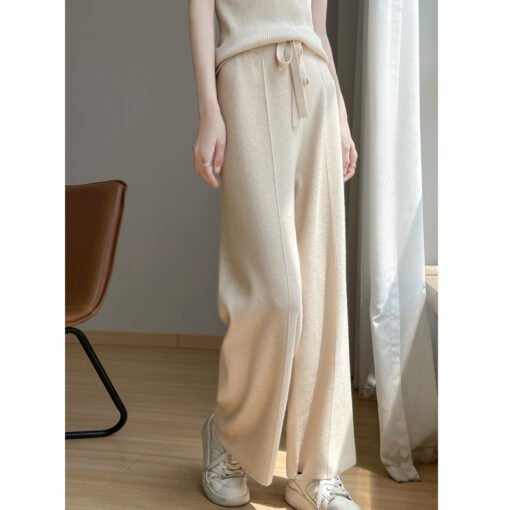 Autumn And Winter New High Waist Loose And Slimming Knitted Trousers - Image 2
