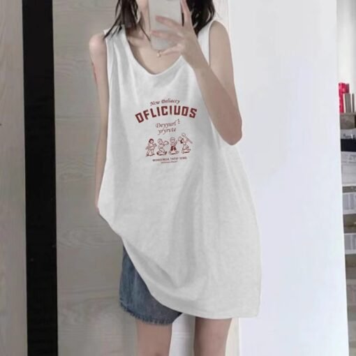 Vapetix M-3XL  (Official Figure 200g Pure Cotton) Summer plus size Loose Mid-length dress chubby girl Vest T-shirt