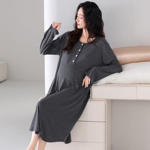 Vapetix 160(M)-175(XXL)  2025 Summer New 7030 Modal Colored Cotton Thread Belt Chest Pad Pullover Long Sleeve Moon Dress Sle - Image 2