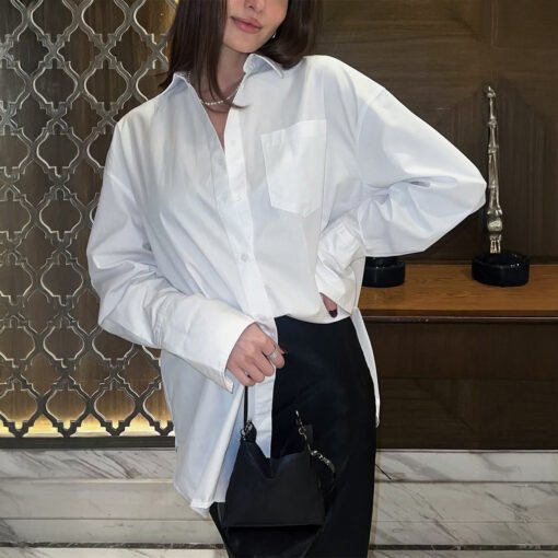 Commuter Cardigan White Shirt Top Women - Image 3
