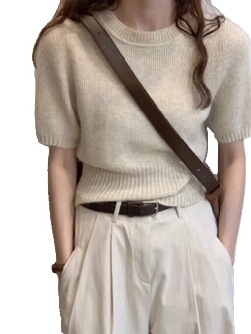 Soft Glutinous Inner Wear Sweater Puff Sleeve Short - Obrázek 6