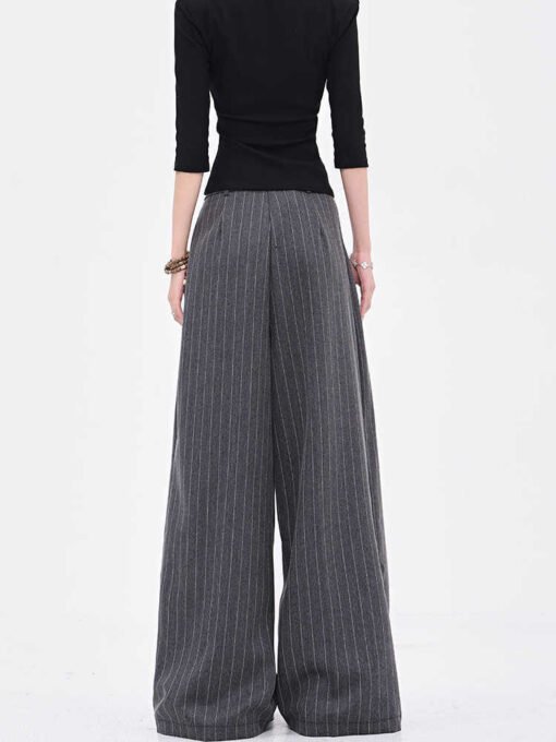 Vintage Stripe Black Suit Pants All-match Wide Leg Pants - Image 7