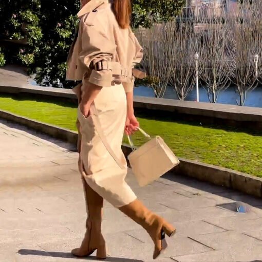 European And American Leisure Workwear Elegant Button Belt Suit Skirt - Image 5