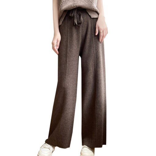 Autumn And Winter New High Waist Loose And Slimming Knitted Trousers - Image 5
