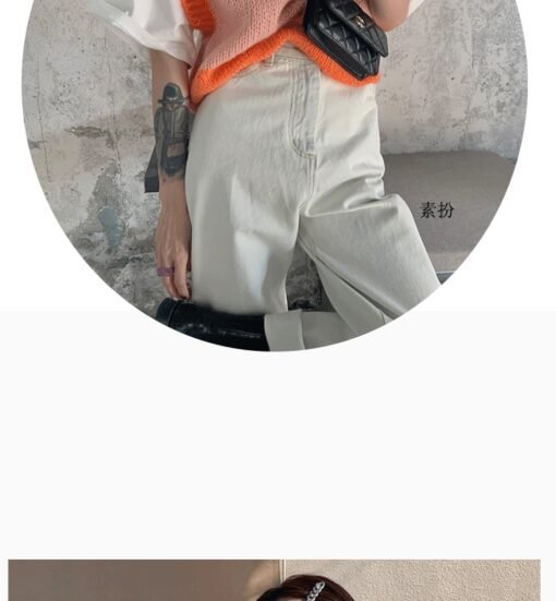 Retro Contrast Color Knitted Vest Fashion Sweater With Short Sleeves - Image 4