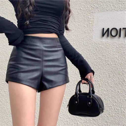 Sheath Leather Pants Sexy Temperament Hot Girls Wear New High Waist Shorts - Image 4