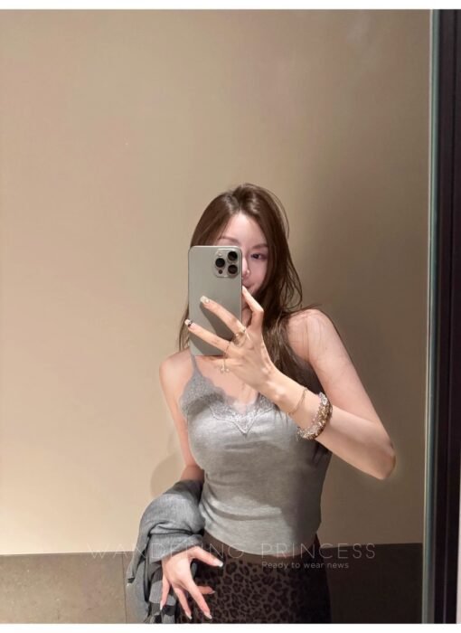 Vapetix One size fits all-One size fits all  Qian Meixi Ice Breathable Lyocell Lace Lace Stitching Elastic Knitted Breast Cover Suspenders Chest - 图片 5