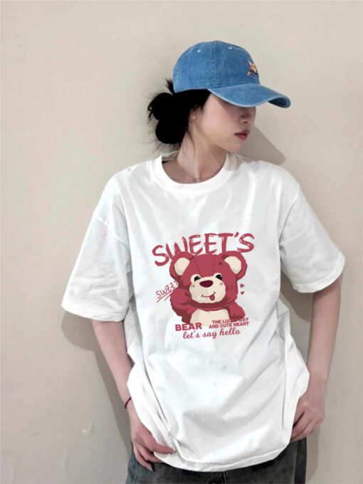 Vapetix M-2XL  Heavy Cotton Loose T-shirt All-match Top Summer Trendy Brand Shoulder oversize Large Edition Half-s