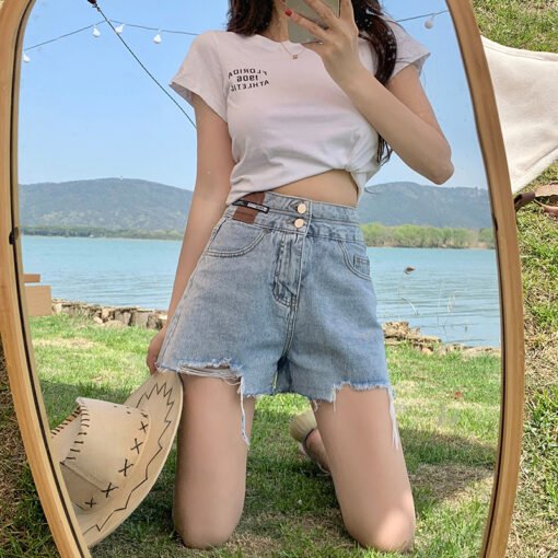 Vapetix S-2XL  All-Match Casual High Waist Double Buckle Denim Shorts Women's Summer New Loose Slimming Ins Trendy - Image 5