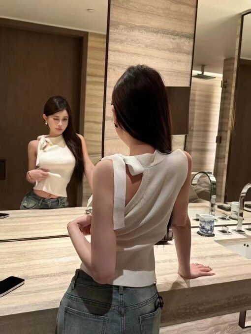 Vapetix One size fits all-One size fits all  Chanel Style High-end Temperament Halter Camisole Summer Knitted Slim-fit Slimming Spice Girls Ligh - 图片 4