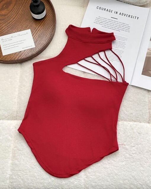Vapetix One size fits all-One size fits all  Irregular Shoulder Halter Camisole Women's Outer Wear Summer Thai Pure Sweet Spice Girl Sexy Strapl - 图片 5