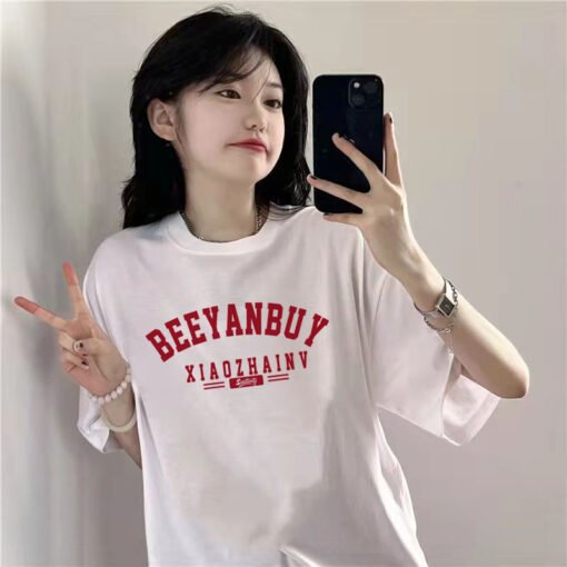 Vapetix M-2XL  Short-sleeved Women's Niche Pure Cotton Summer T-shirt Fashion Brand Shoulder-drop Summer Looser Ro