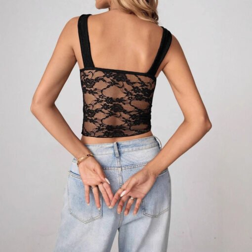 Lace See-through Low-cut Sweet Girl Fried Street Wear Vest Top - Image 5