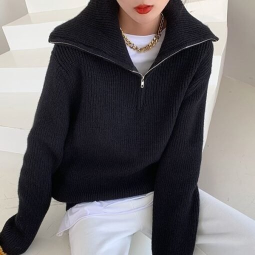 Women's Dacron Zipper Sweater Sweater Loose Outer Wear Bottoming Shirt - Image 2