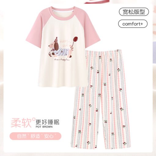Vapetix M-XXXL  Kaxin Summer New Cartoon Printed Short-sleeved Cropped Pants Two-piece Set 6040 Combed Cotton Loose - 图片 3