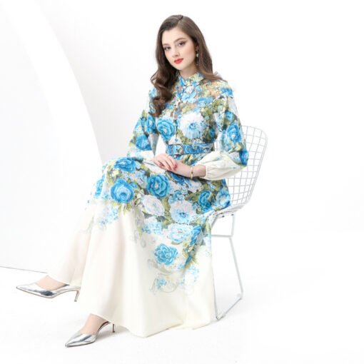 Vapetix S-3XL  Cross-border foreign trade export women's holiday style retro stand collar single-breasted lace sti
