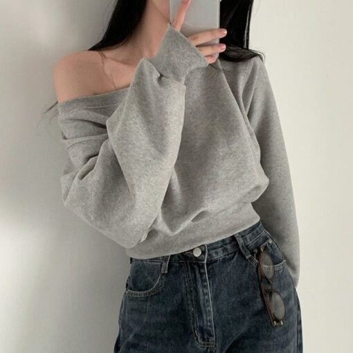 Thin Bottoming Shirt Off-shoulder Loose Casual Top - Image 8