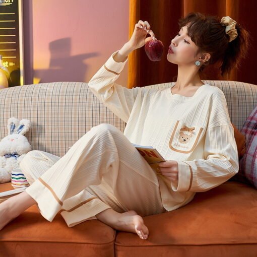 Vapetix M-XXL  Pajamas Women's Spring and Autumn Long Sleeve Cotton suit 2023 New Student Ins Style Autumn and Win
