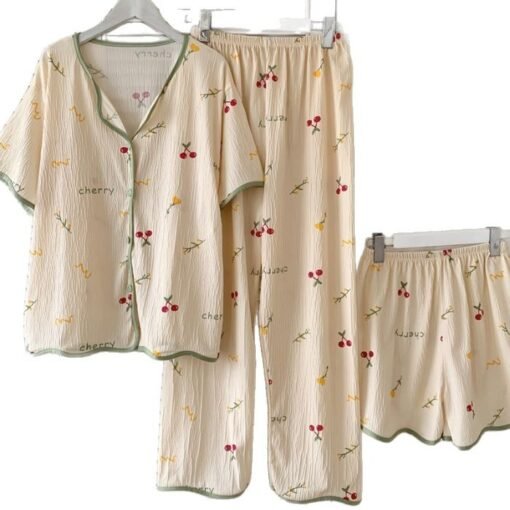 Vapetix M-XXL  Spring and Autumn Summer Sweet Pajamas Women's Short-sleeved Trousers Shorts Printed Rainbow Three-