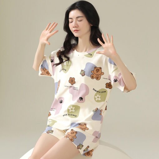 Vapetix M-XXL  Summer pajamas women sweet cute short sleeve shorts cotton suit women summer little ladies plus siz - 图片 2