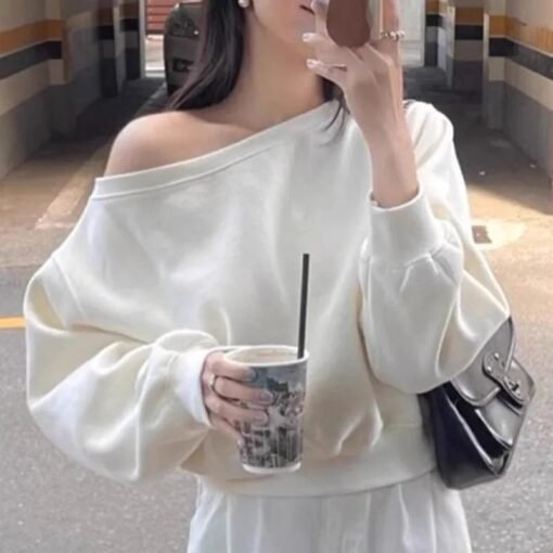 Thin Bottoming Shirt Off-shoulder Loose Casual Top - Image 3