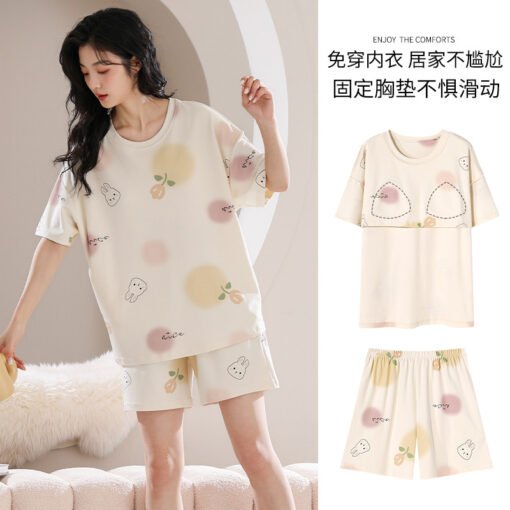 Vapetix M-XXL  Pajamas Women's Summer Summer Pure Cotton Braced Chest Pad Women's Elegant Home Clothes Summer 2024