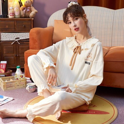 Vapetix M-XXL  Pajamas Women's Spring and Autumn Long Sleeve Cotton suit 2023 New Student Ins Style Autumn and Win - 图片 3
