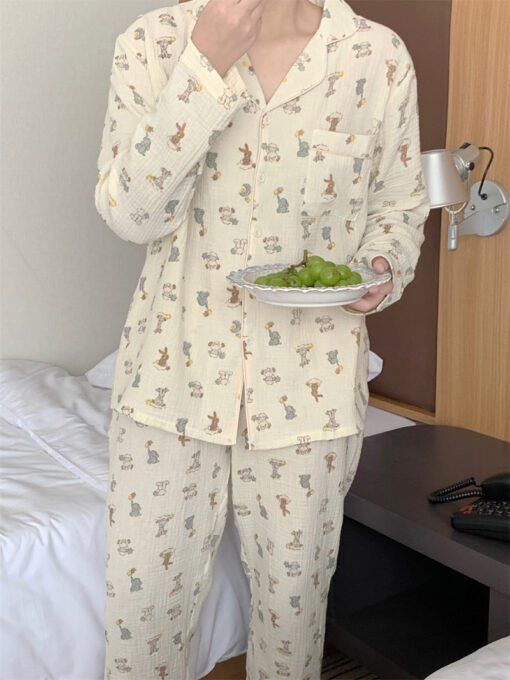 Vapetix One size fits all-One size fits all  South Korea Ins Women's Autumn New Couple Pajamas Korean Style Loose Cartoon Pattern Long Sleeve Ca