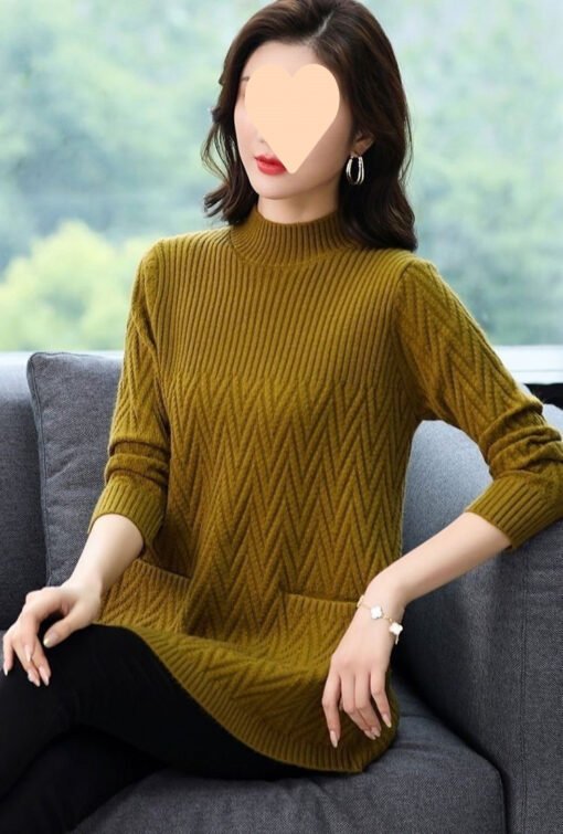 Vapetix XS-3XL 135-150 pounds  Loose plus size Autumn and Winter New Sweater Women's Slim Sweater Women's Mid-length Round Neck Ou - Image 3