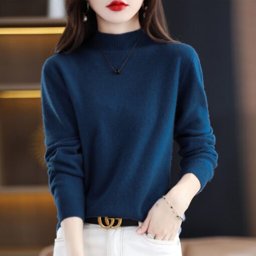 Vapetix Within S 95-XXL 135-150  Seamless One-piece Half-turtleneck Women's Andy Velvet Sweater Autumn and Winter New Classic Solid