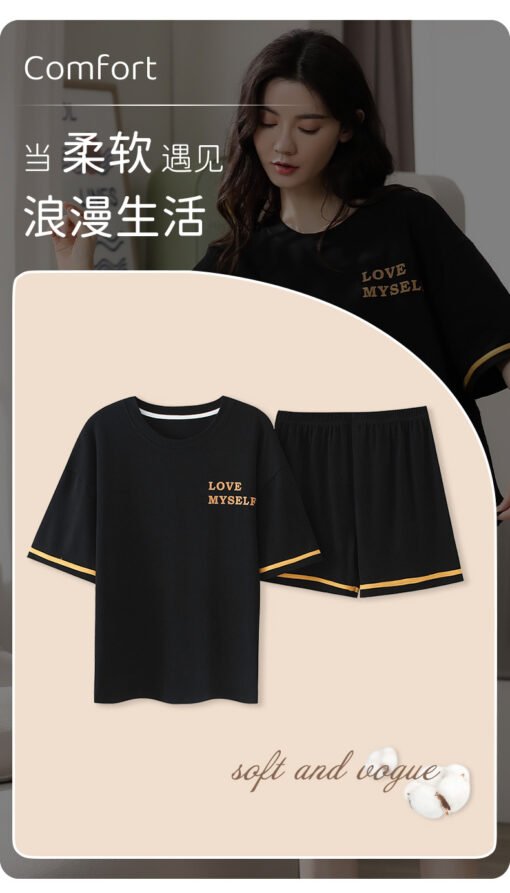 Vapetix M-XXL  Pajamas Women Summer Pure Cotton Short-sleeved Shorts Student Cute Casual Outwear with Chest Pad su