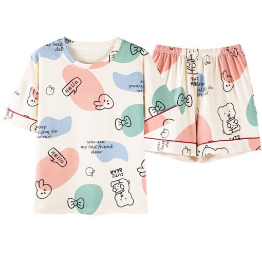 Vapetix M-XXL  Summer pajamas women sweet cute short sleeve shorts cotton suit women summer little ladies plus siz - 图片 3