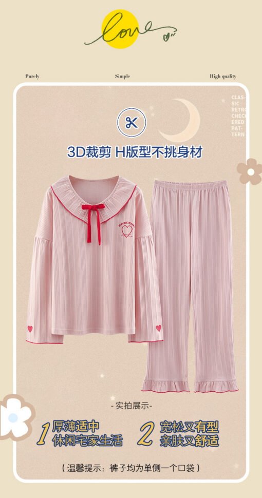 Vapetix M-XXL  Pajamas Women's Spring and Autumn Long Sleeve Cotton suit 2023 New Student Ins Style Autumn and Win - 图片 4