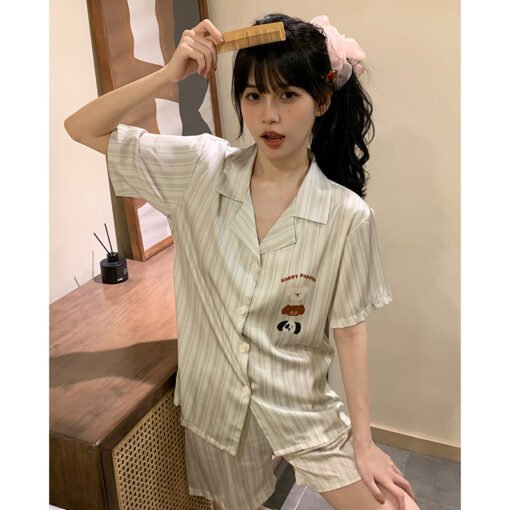 Vapetix M-XL  Kindergarten puppy couple Japanese cartoon spring men and women summer ice silk short sleeve cool h - Image 3